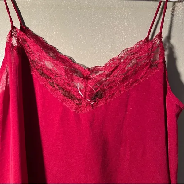 Boohoo Plus Women's Size 14 Lace‎ Trim Woven Cami Top Fuschia Pink Red V-Neck - Image 6