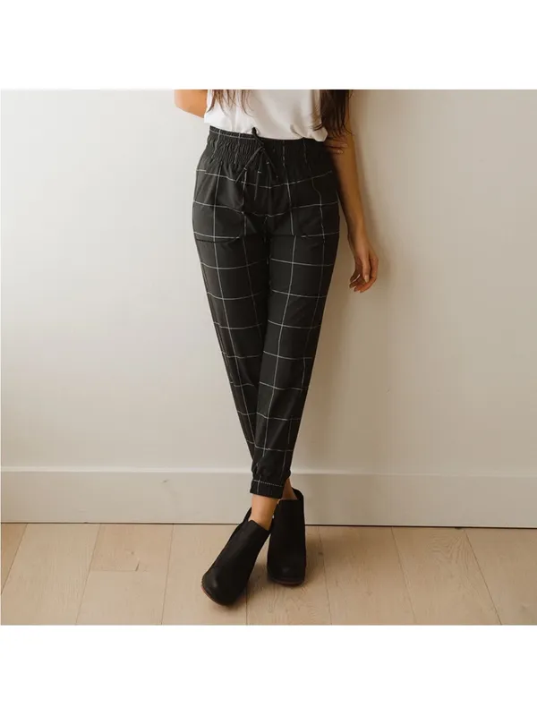Albion Fit Black Windowpane Jetsetters Pants Size small - Image 2