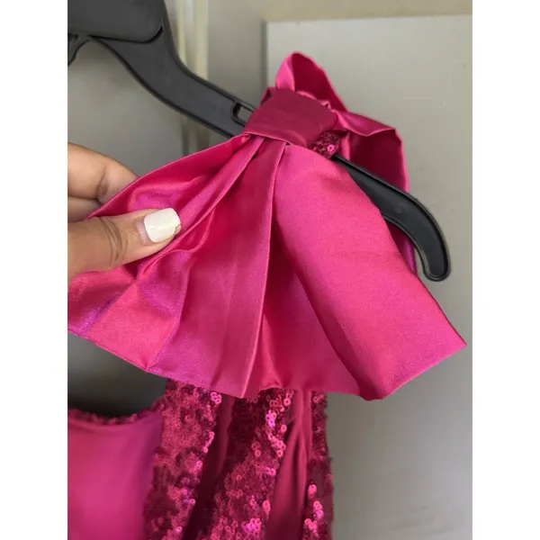 Next Up Hot Pink Size 5/6‎ Dress One Shoulder Evening Gown Sequin Formal - Image 5