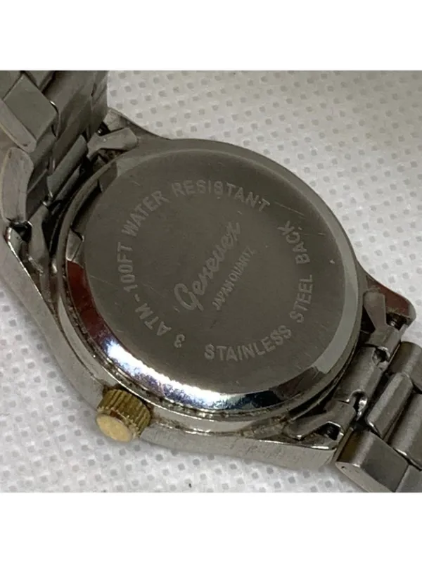 Genevex women date watch quartz gold silver tone 26mm round up to 7.5” running - Image 8