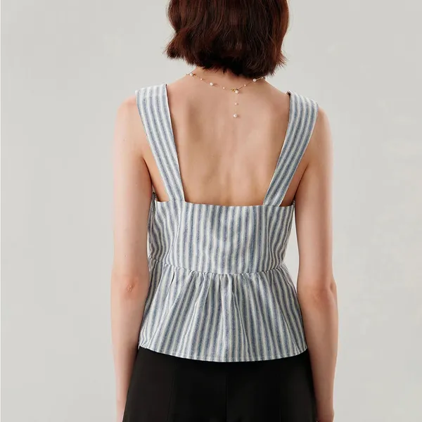 Rihoas Blue Striped Square Neck Tank Top - Image 4