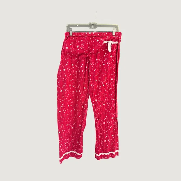 Victoria's Secret Y2k Red Star Print Cotton Flannel Pajama Set Womens M 2 Piece - Image 4