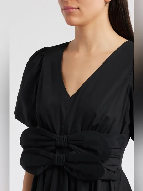Moon River Front Bow Detail Cotton Midi‎ Dress Size Large - Image 7