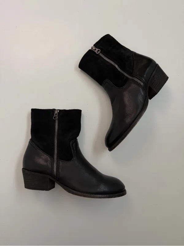 H by Hudson Riley Boots Leather Zippers Western Festival Cowgirl Boho Black - Image 5