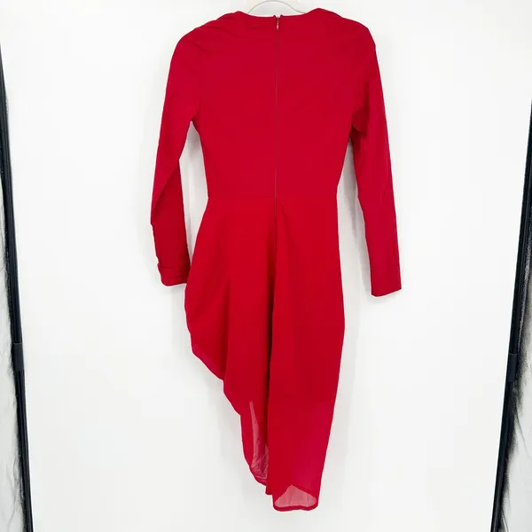 NWT PrettyLittleThing Womens Bodycon Corset Detail Ruched Midi Dress Size 4‎ Red - Image 12