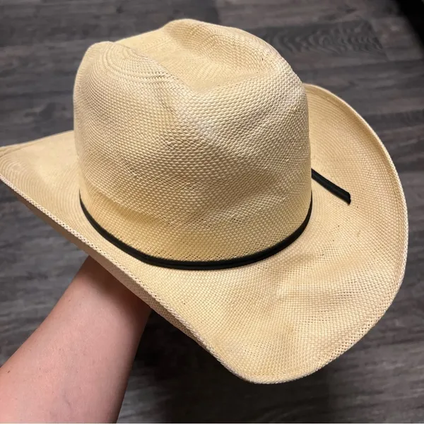 Stallion by STETSON straw cowboy hat, tan, hard shell, 7 1/8 - Image 10