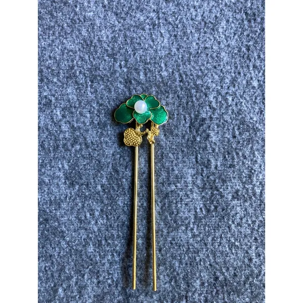 Hanfu Hair Accessories Vintage style Classical Rhinestone‎ lotus leaf Hair stick - Image 5