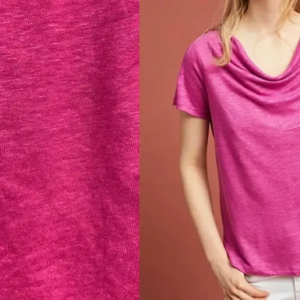 Anthropologie Maeve Fuchsia Linen Back Twist Tie Top Size Large - Image 5