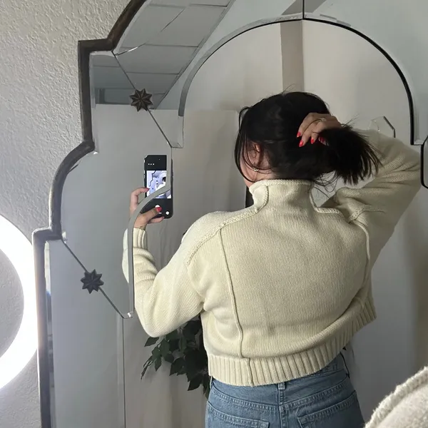 Zara Cozy Soft Knit Mock Neck Sweater Cream Size Small - Image 2