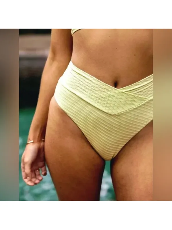 Aerie Textured High Waisted Bikini Set in Yellow - Image 5