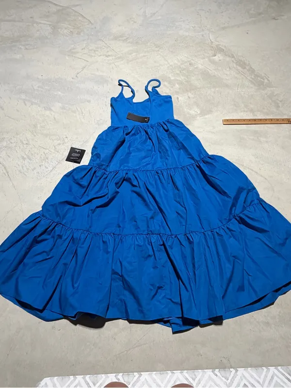 Lulus loveable cutie Blue sleeveless Tiered Midi Dress small NWT - Image 11