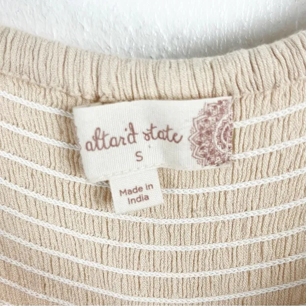 ALTAR’D STATE Cream Spaghetti Straps Embroidered Front Smocked Back Tiered Dress - Image 3