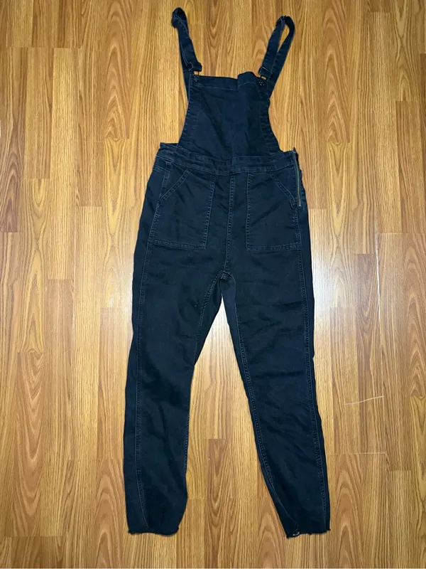 Madewell Cross Back skinny overalls black minimalist boho size medium - Image 2