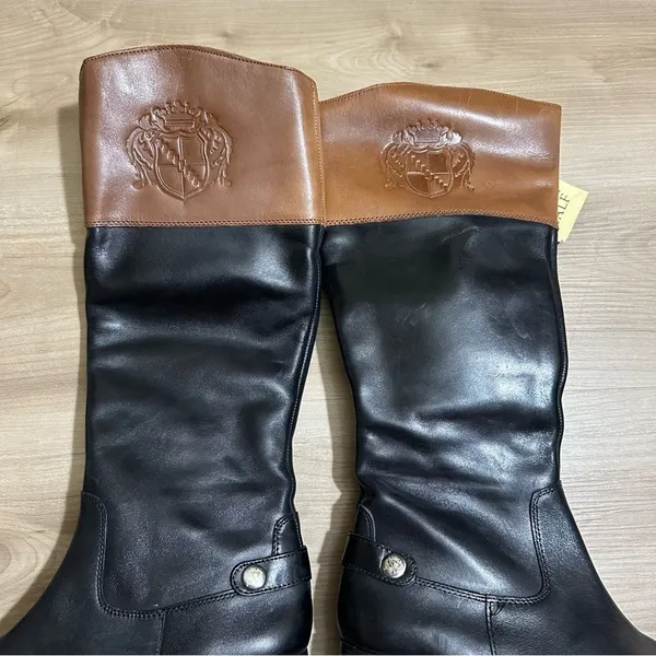 Franco Sarto Black and Brown l Chipper Leather Riding Boots‎ Size 9.5 Two Tone - Image 5