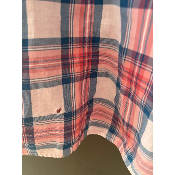 LL Bean Womens XL Pink Blue Plaid Cotton Button Down Shirt Long Sleeve 282506 - Image 2