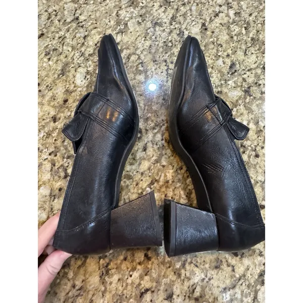 Paul Green ROBIN SQUARE TOE BLACK LEATHER LOAFER PUMP Size 7 US 9.5 - Image 11