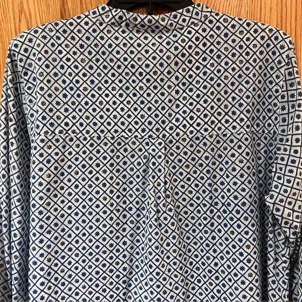 Roberta Roller Rabbit‎ Gold Button Down Geometric Print Shirt Tunic Size Large - Image 10