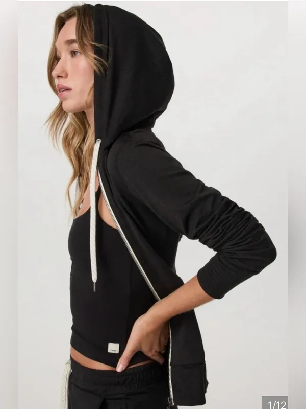 Vuori Halo Performance Full Zip Hoodie Jacket Sz M Black Soft Lounge - Image 2