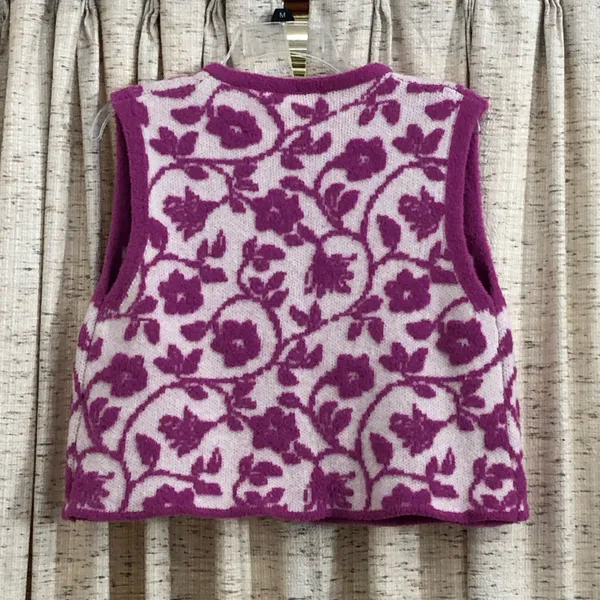 ZARA Floral Jacquard Knit Button Front Vest  - Image 4