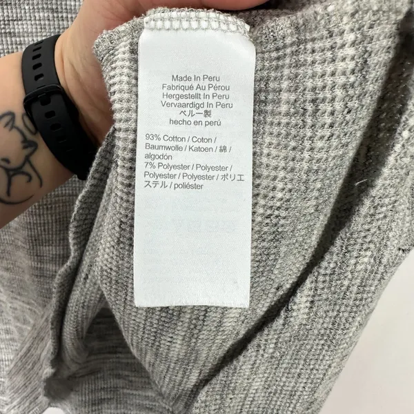 Madewell Waffle Knit Top L Gray Boxy Slouchy Drop Shoulder Minimalist‎ Lounge - Image 3