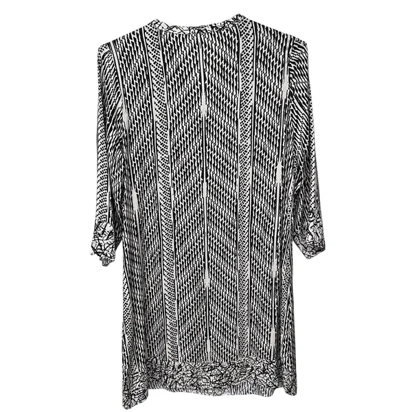 Soft Surroundings Raven Dress Womens Large Black‎ White Abstract Rayon Boho - Image 4