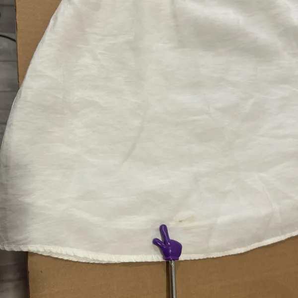 🍁 Zara Ruffle V-neck Mini Dress‎ Cinched Waist Ties White Small - Image 14