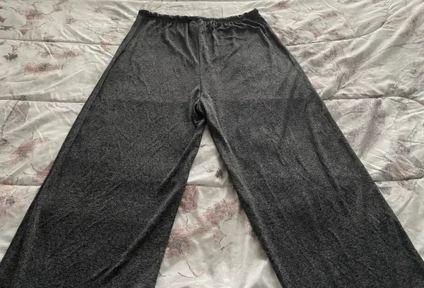 Grey Super Soft Wide Leg Pull On Lounge Drawstring Pants, size L - Image 10
