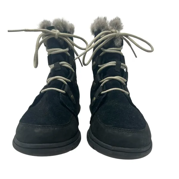 Sorel Explorer Joan Suede Boots Lace-Up Waterproof Weather‎ Black Size US 9.5 - Image 2