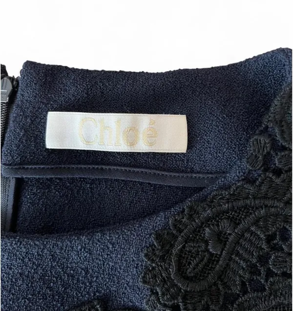 Chloe Dark Navy Blue Lace Long-Sleeve Top - Image 7