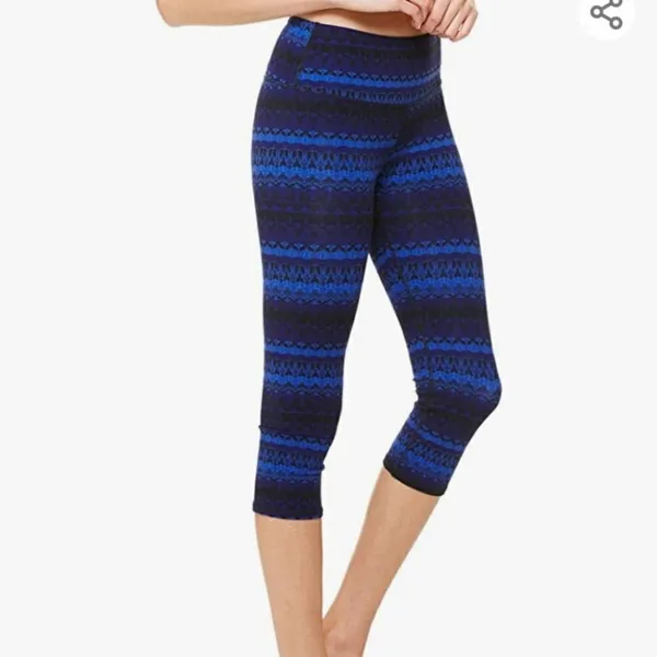Alo Yoga Airbrush Capri Artic Royalty Blue & Black Leggings (S) - Image 2