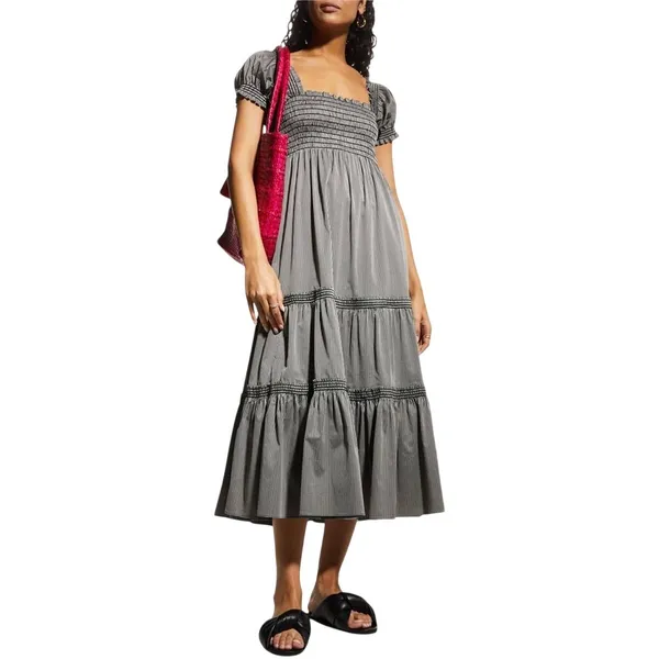 Tory Burch Smocked Midi Dress Size Large - Image 2