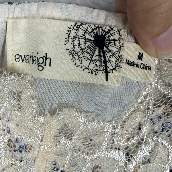 Everleigh Floral Lace Trim Pleated Camisole Top Cream Blue Orange‎ Womens Medium - Image 2