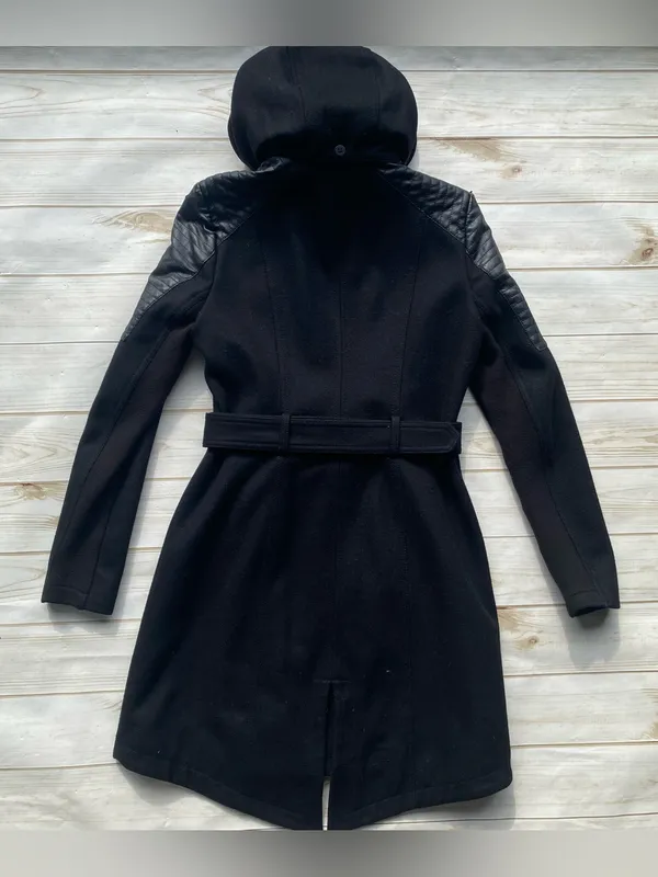 BCBGeneration black wool hooded double breasted winter dress coat Y2K academia - Image 12