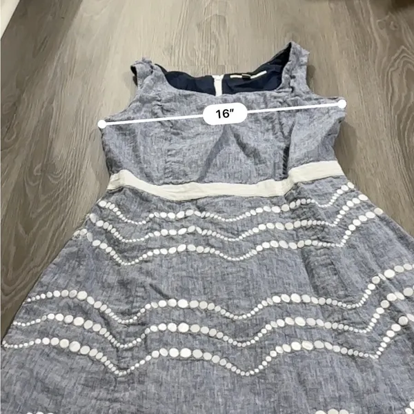 Boden Summer‎ Fun Denim Blue & White Embroidered Sleeveless Mini Dress Size 10 - Image 8