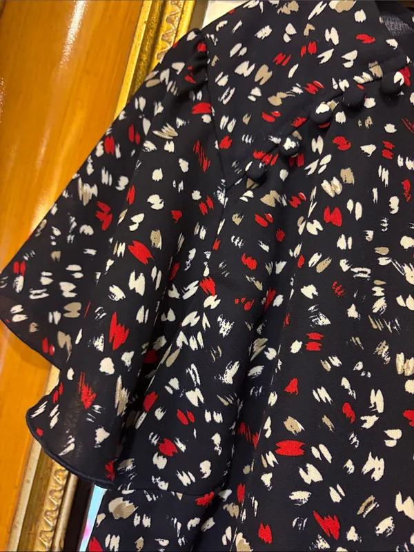 Red, White & Blue Flutter Sleeve Top - Size XL - Image 3