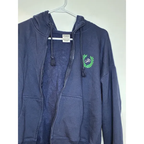 Victoria's Secret Blue Graphic Print Full Zip Hooded Jacket Oversized XS - Image 3
