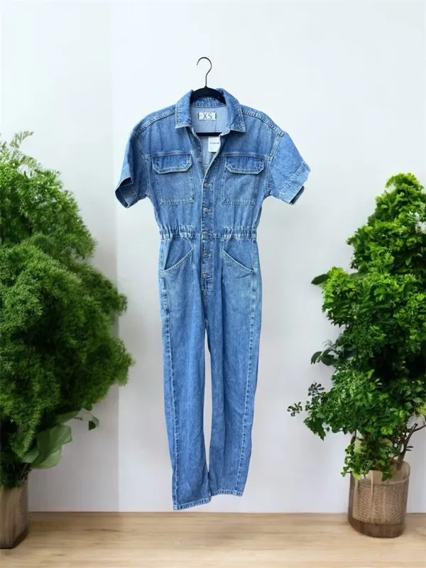 We The Free By Free People NWT Marci Coverall Denim Jumpsuit XS - Image 2