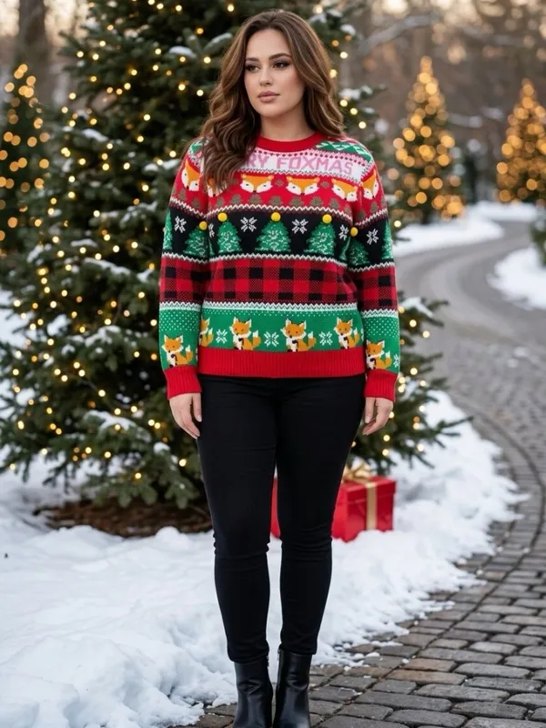 Urban Heritage Foxy Ugly Christmas Chunky Sweater Womens XL Holiday Party Event - Image 6