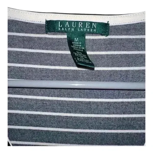 Lauren‎ Ralph Lauren Black/White Chevron V-Neck Top, Medium - Image 2