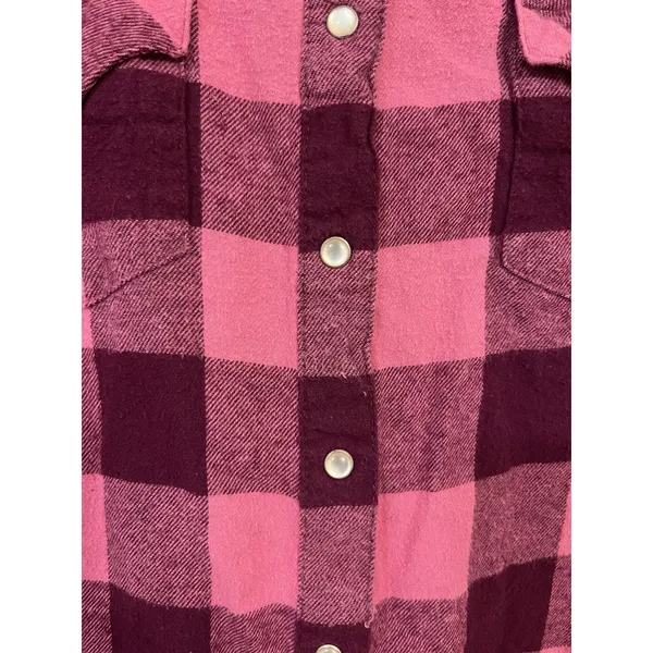 Vintage Wrangler Flannel Pink Buffalo Plaid Western Shirt - Image 2