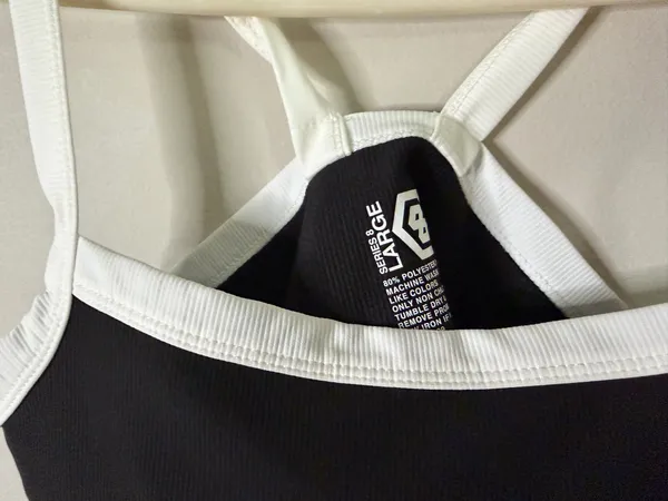 Black & White Strappy Tank Top Size L - Image 2