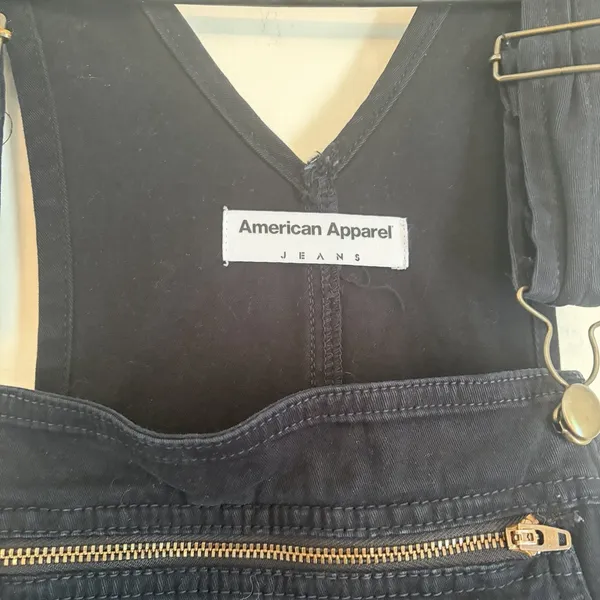 American apparel jeans VTG Black Overalls XS everyday‎ Casual Hippie Comfort - Image 3
