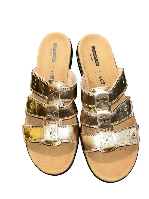 Clarks Collection Rose Gold Cushioned Slide Sandals Women’s US 9.5 Wide - Image 2