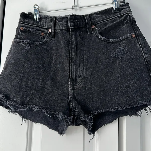 AF black denim shorts with raw edges - Image 2