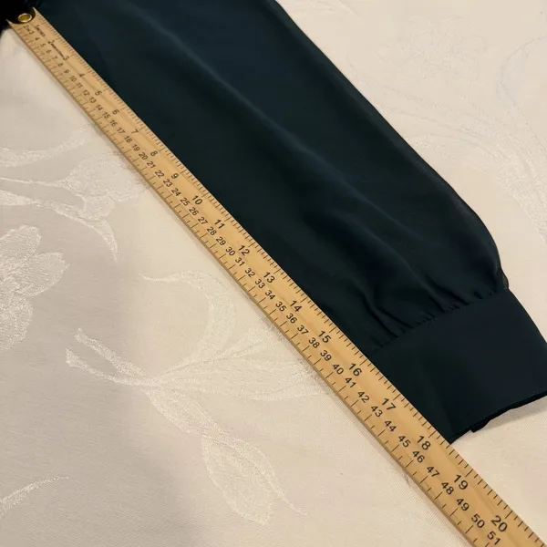J. Crew Factory‎ Size-8 Green Velvet Mini Shift Dress Sheer Sleeves Mod Party - Image 6