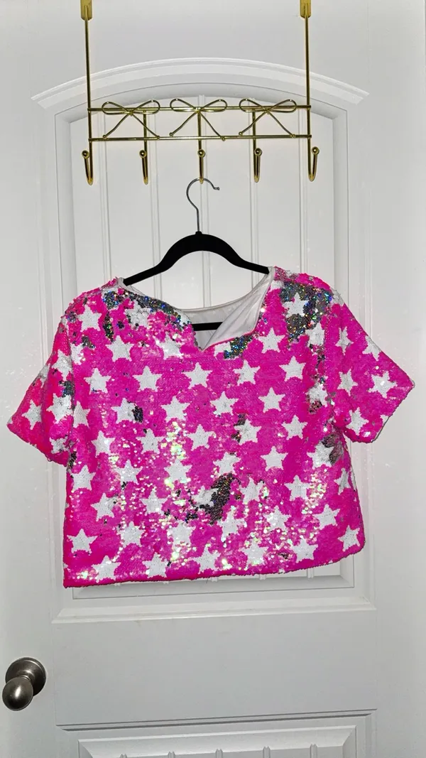 Strut & Bolt Pink Sequin T-Shirt - Image 3