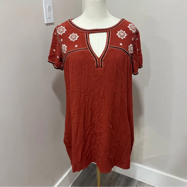 Abercrombie & Fitch Rust‎ Embroidered Dress Large - Image 2