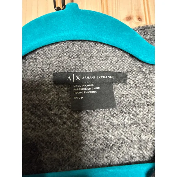 Armani Exchange 100% Wool Black Plaid Full Zip Jacket Cabincore Womens Sz S - Image 7