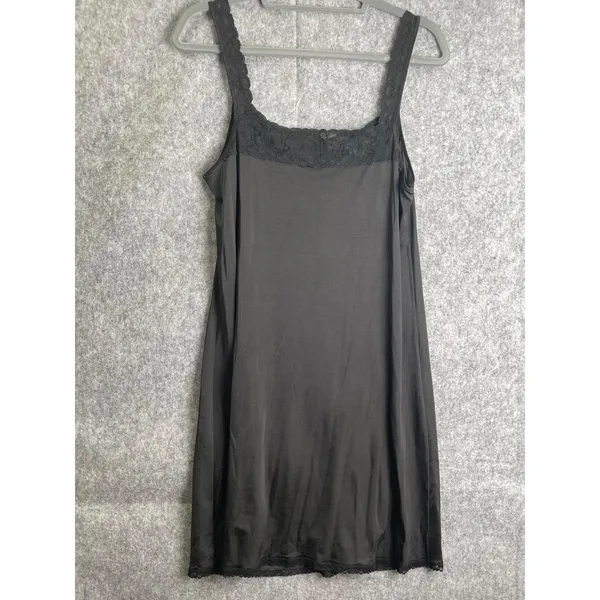 Vintage Vanity Fair Black Lace Trim Mini Slip Dress 36 S 90s Grunge Downtowngirl - Image 2