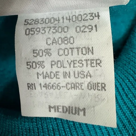 Vintage Howling Coyote Graphic Sweatshirt USA‎ Made Teal Medium - Image 6